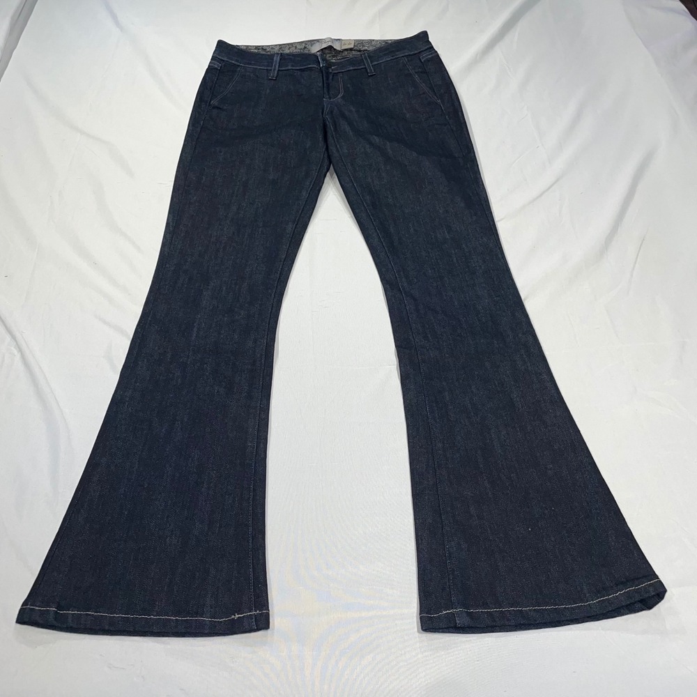 Paige Lou Lou Flare Jeans Womens 27 Dark Wash Indigo Low Rise Denim Retro Style